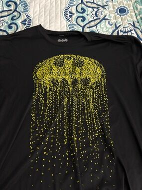DC Comics Black Short Sleeve Tee with Yellow Drip Batman Logo